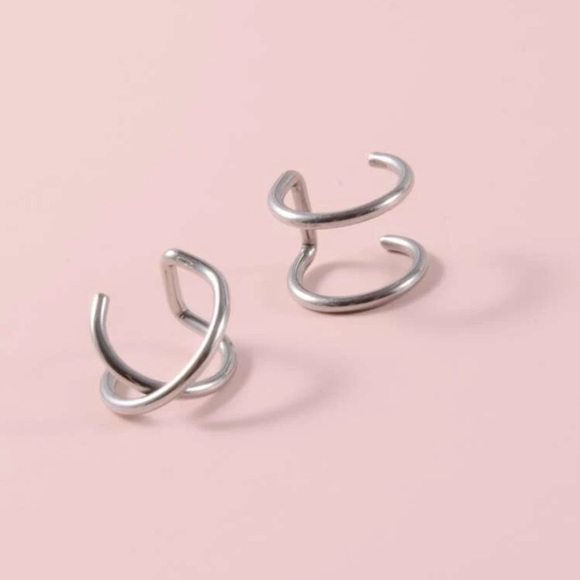 Silver Earring Cuff Set - Picture 2 of 3